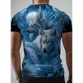 thumbnail image 2 of Men's 3D Digital Printed Short Sleeve T-Shirt - Fully Sealed Design, Regular Crew Neck, Comfortable Casual Clothing, Printed Shirt Wolf Head Pattern Shirt Men's 3D Wolf T-Shirt Men's, 2 of 6
