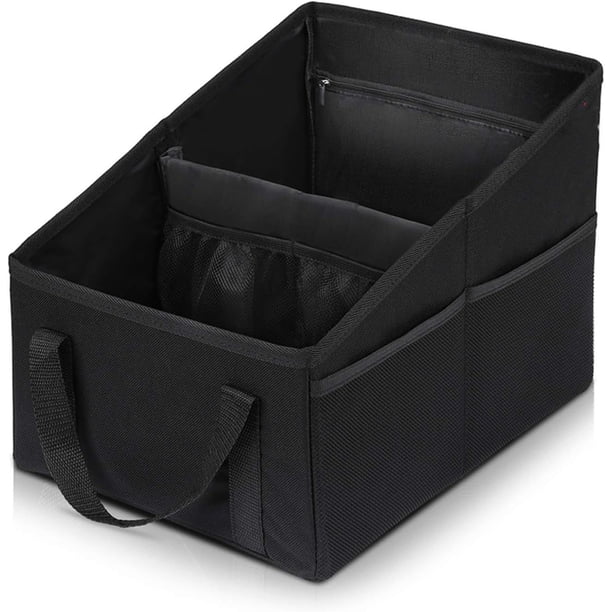 Organizador de asiento de coche, organizadores plegables para coche con construcción resistente y divisores ajustables, diseño antideslizante para asientos delanteros y traseros (negro)