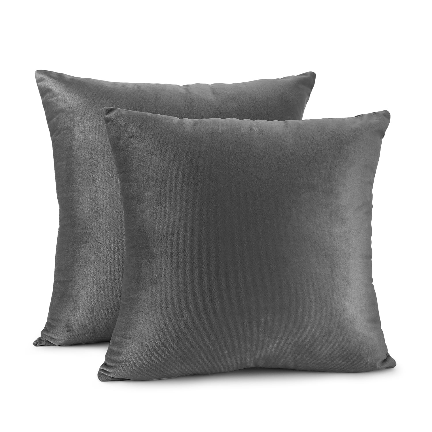 Clara Clark Plush Solid Decorative Microfiber Square Throw Pillow Cover with Throw Pillow Insert for Couch, Grey, 26"x26"", 4 Piece Decorative Soft Throw Pillow Set