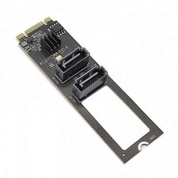 FVH NGFF Key B M PCI Express to SATA 3.0 6Gbps Dual Ports Vertical Adapter Converter Hard Drive Extension Card JMB582 2280