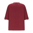 thumbnail image 5 of RYRJJ Summer Tops for Women Short Sleeve V Neck Cotton Linen Tunic Loose T Shirts Plus Size Casual Dressy Blouse(Red,S), 5 of 6