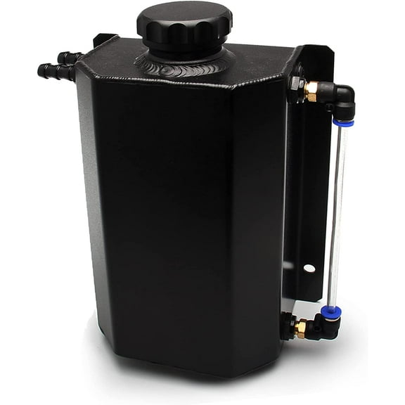 YIUIY Universal Coolant Overflow Tank 2l Aluminum Coolant Radiator Overflow Reservoir Expansion Tank Black