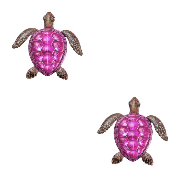 Wosthever Decoración de pared de metal de estilo natural Decoración de tortuga de adorno animal para el hogar 2piezas Rojo
