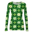 thumbnail image 5 of ASDFVBKG St Patrick's Day Shirts for Women Dressy Crewneck Basic Long Sleeve Slim Fitted Tee Shirts Ribbed Knit St Patrick's Day Lucky Shamrock Soft Pullover Tops Green XL, 5 of 6