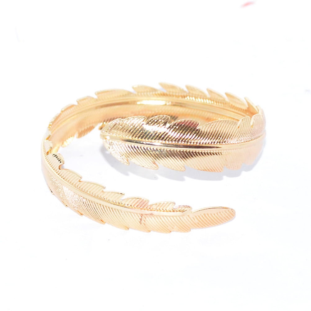 2Pcs Swirl Leaf Upper Arm Bracelet Armlet Cuff Bangle Armband Adjustable  (Gold & Silver)