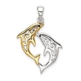thumbnail image 2 of 925 Sterling Silver and Gold-Tone Enameled Filigree Dolphins Shaped Pendant, 2 of 3