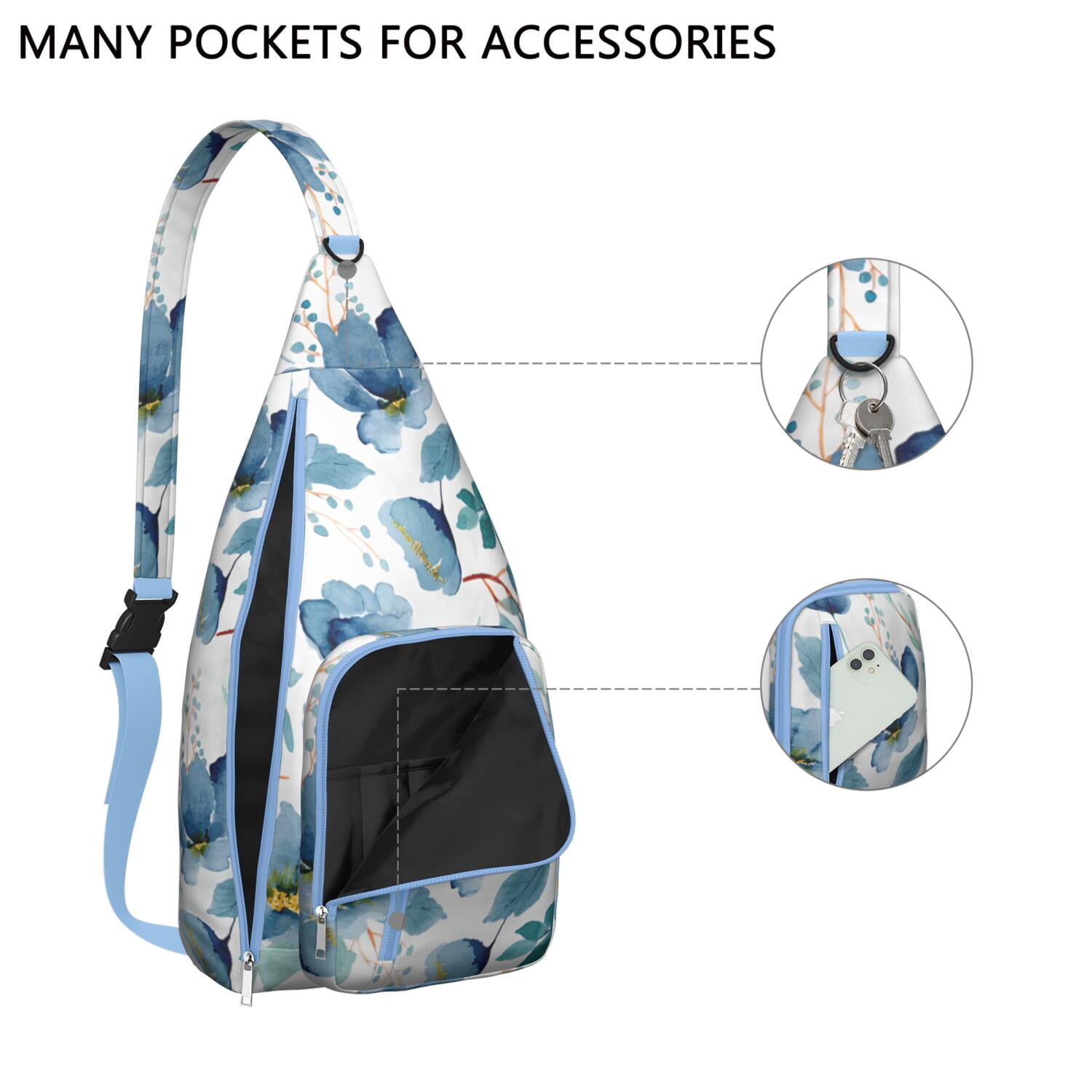 Durable Breathable Sling Bag with Daisy Pattern for Tactical Use
