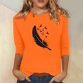 thumbnail image 2 of Dadaria T-Shirt Orange pour Femmes Manches 3/4 Col Rond Grande Taille Été Chandail Blouses TG, 2 of 5