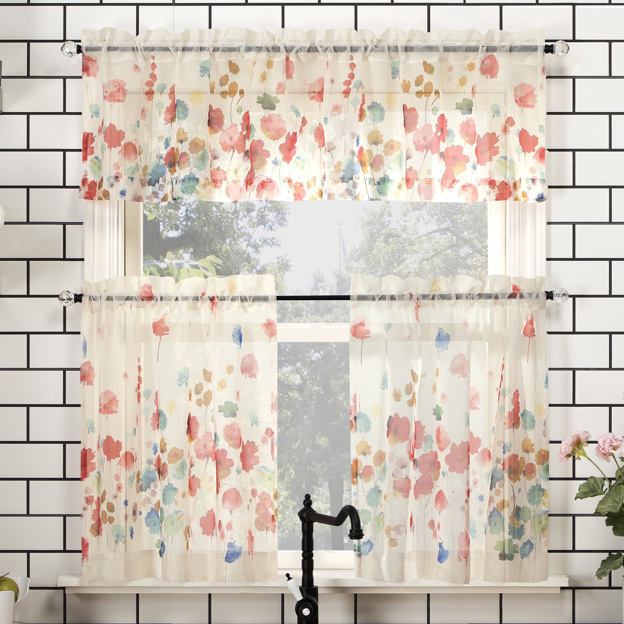No 918 Rosalind Floral Watercolor Semi Sheer Rod Pocket Kitchen Curtains Walmartcom Walmartcom No 918 Rosalind Floral Watercolor Semi Sheer Rod Pocket Kitchen Curtains Walmartcom Walmartcom