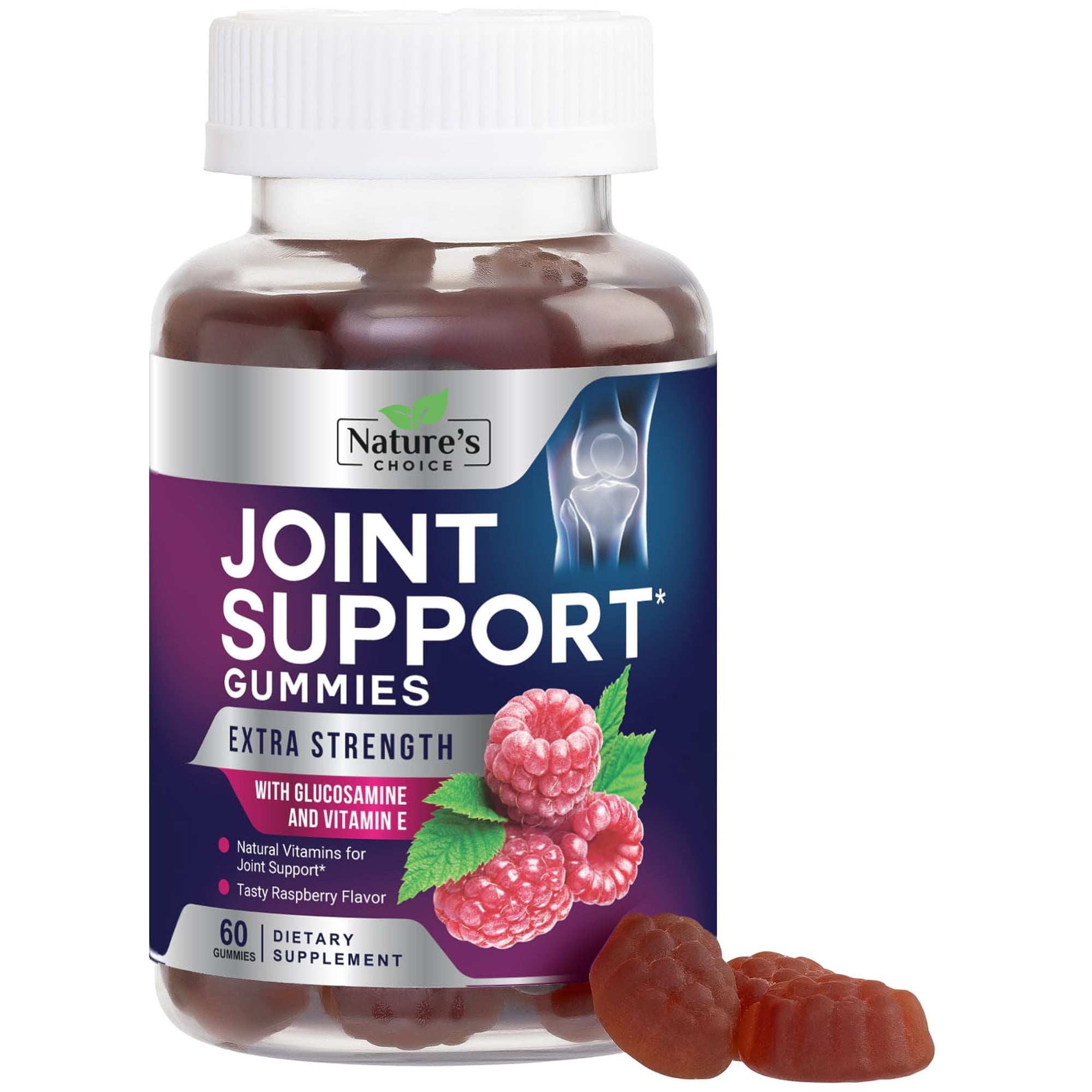 Joint Support Gummies Extra Strength Glucosamine Gummy with Vitamin E - Naturally Assists Cartilage & Flexibility - Best Support Chew for Men and Women - 60 Gummies