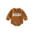 thumbnail image 1 of ZAXARRA Barboteuse de Printemps pour Bébés Filles Garçons Manches Longues Col Rond Imprimé Lettre BABE Combinaison Décontractée, 1 of 8