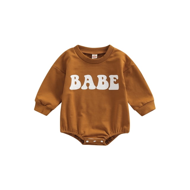 ZAXARRA Barboteuse de Printemps pour Bébés Filles Garçons Manches Longues Col Rond Imprimé Lettre BABE Combinaison Décontractée