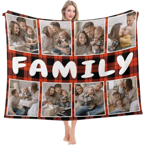AISENIN Personalized Blankets with 8 Photos Collage for Family Mom Dad Couples Friends Adults Custom Blanket with Pictures Throw Blankets for Birthday Christmas