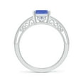 thumbnail image 2 of ANGARA Natural Emerald Cut 2.4 ct Tanzanite Solitaire Ring with Milgrain in 14K White Gold for Women (Size-9x7mm) | December Birthstone, Anniversary, Jewelry Gift for Women | Natural Tanzanite Ring, 2 of 8