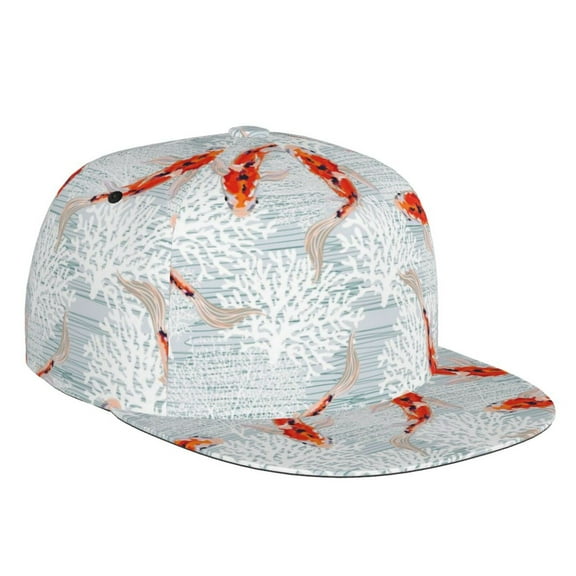 Haiem Koi Fish Corals,Spring Summer Classic Snapback Cap Flat Bill Hat Baseball Cap Adjustable Size Cotton Dad Hat