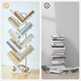 thumbnail image 6 of Tree Bookshelf, 9-Tier Bookcase Wooden Shelves, Floor Standing Storage Rack, for Display of CDs, Books in Living Room, Home Office, Wood Storage Rack for Bedroom, White, 6 of 17