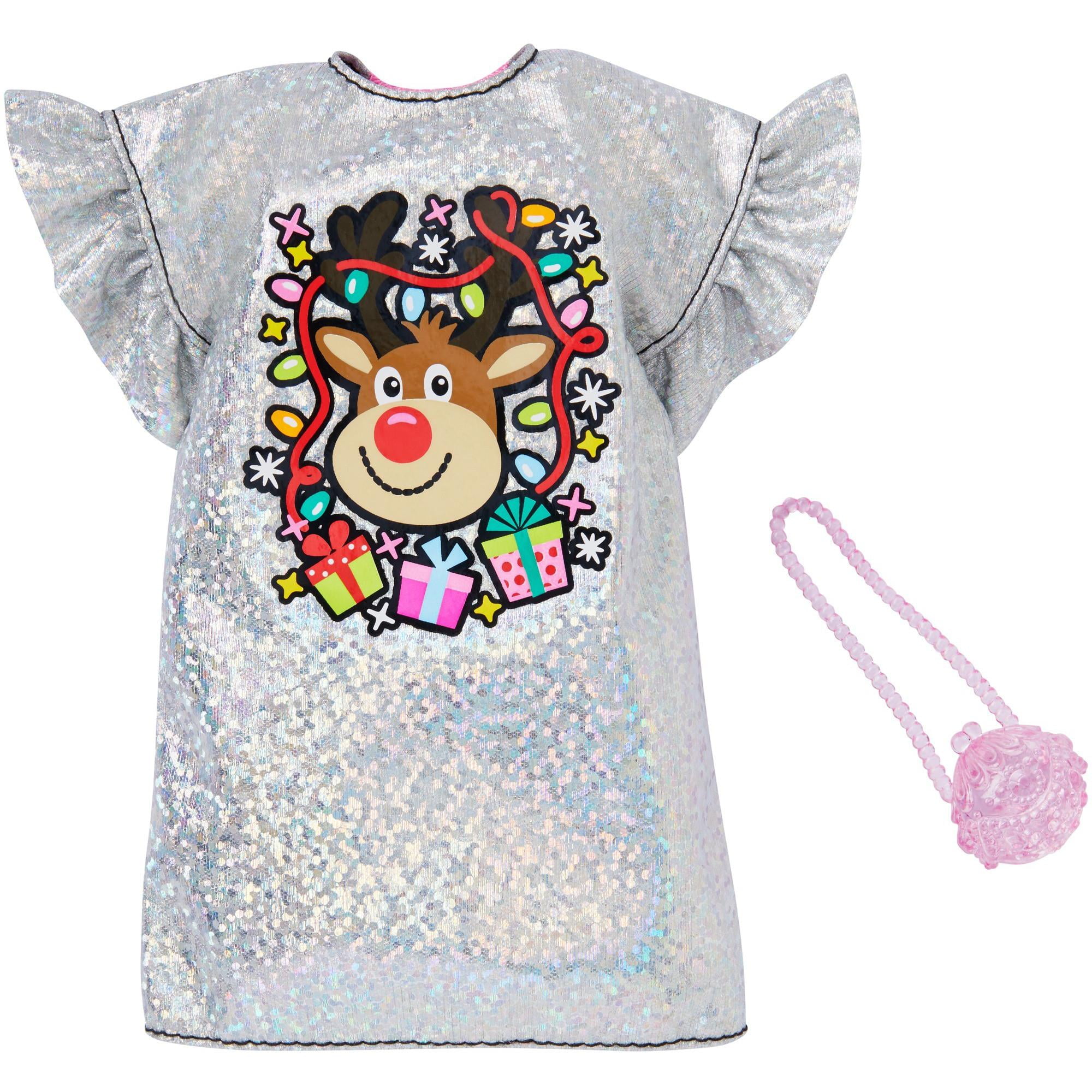 Barbie Holiday Fashions Silver Reindeer Dress
