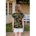 thumbnail image 3 of Arshiner Camouflage Shirt for Girls Girls Ruffle Short Sleeve Shirts Pleated Round Neck Dressy Summer Cute Blouse Tops, 3 of 6