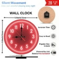 thumbnail image 3 of Red Neon Clock Wall Decor Home Office 10-Inch Silent Wooden Wall Clock, Battery Operated (AA Batteries Not Included), Artistic Home Decor, 3 of 7