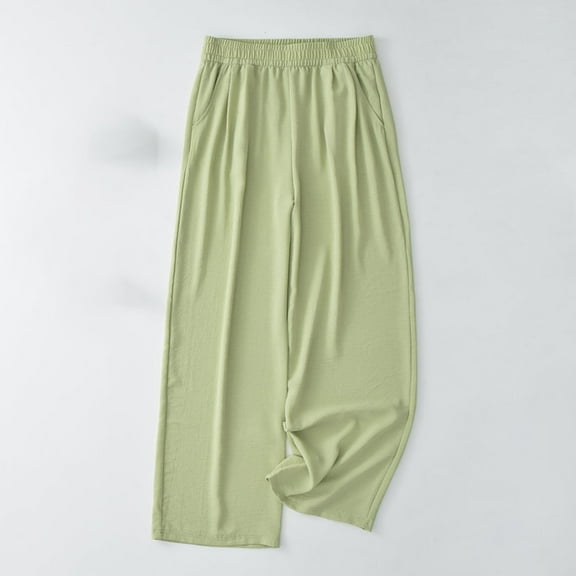 uublik Athletic Pants for Women Green Wide Leg Pants Palazzo Pants for Women Casual Trousers Lounge Pants with Pockets
