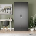 thumbnail image 2 of Pemberly Row Armoire Garde-Robe Moderne en Bois à Deux Portes, Noire, 2 of 10