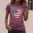 thumbnail image 5 of Zynoxe Independence Day T Shirts for Women Fashionable Round Neck Graphic Tees Patriotic Short Sleeve Going Out Summer Tops (#03 Wine,S), 5 of 7