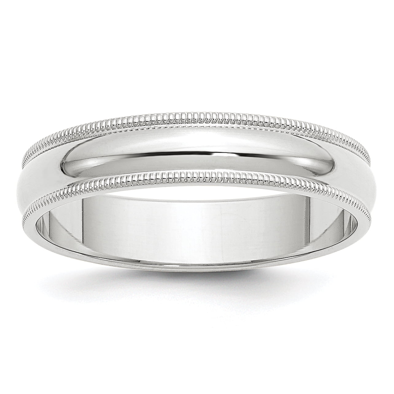 10K White Gold 5mm Milgrain Half Round Band Ring 
