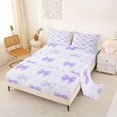 thumbnail image 2 of Erosebridal Dreamy Purple Bow Queen Sheet Sets for Girls, Cartoon Love Heart Bed Set for Women, 4pcs, 2 of 6