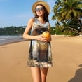 thumbnail image 3 of Easygdp Cat In Sun Hat para Vestido Transpirable de Mujer, Vestido Suelto de Manga Corta con Pliegues y Bolsillos para el Verano, 3 of 7