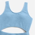 thumbnail image 5 of AOMPMSDX Girl'S 1 Piece Solid Color Swimsuit Cute Cut Out Bathing Suit Swimwear Summer Casual Cute Beachwear Blue 11Y(10 Years-11 Years), 5 of 5