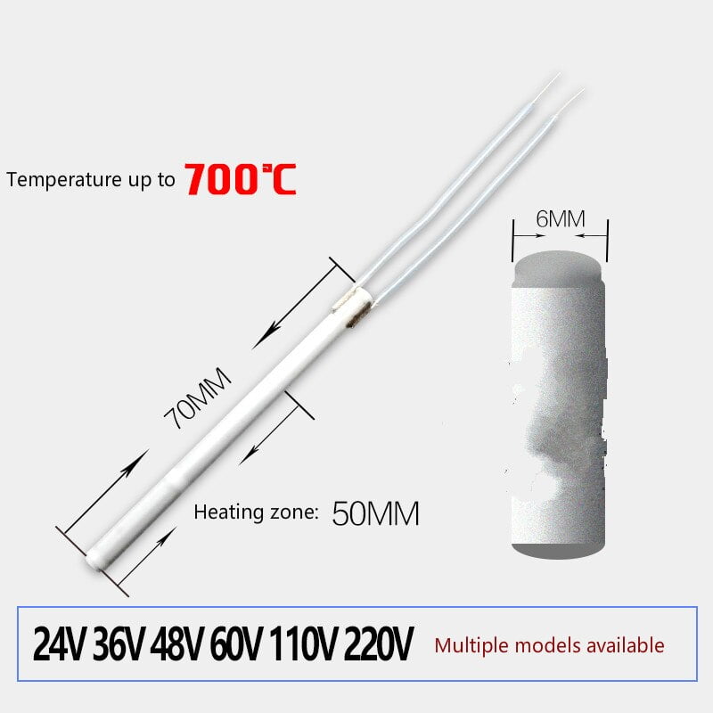 6*70MM Ceramic heating rod MCH heating tube Alumina heating tube 24V