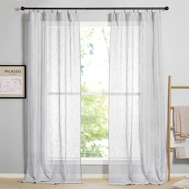 Semi Sheer Curtains Linen Textured, How To Steam Sheer Curtains Without Ironing