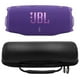 thumbnail image 1 of Paquete de altavoces portátiles impermeables JBL Charge 6 con estuche de fibra de carbono gSport (púrpura), 1 of 5