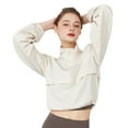 thumbnail image 2 of Women'S Zip Up Athletic Jacket Stand Collar Windproof Sun Protection Workout Outdoor Jacket Cream White S, 2 of 9