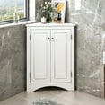 thumbnail image 5 of Lisonu White Triangle Corner Bathroom Storage Cabinet, Freestanding MDF Floor Cabinet with Adjustable Shelves for Kitchen, Modern Organizer, 31.5 Inch, 5 of 25