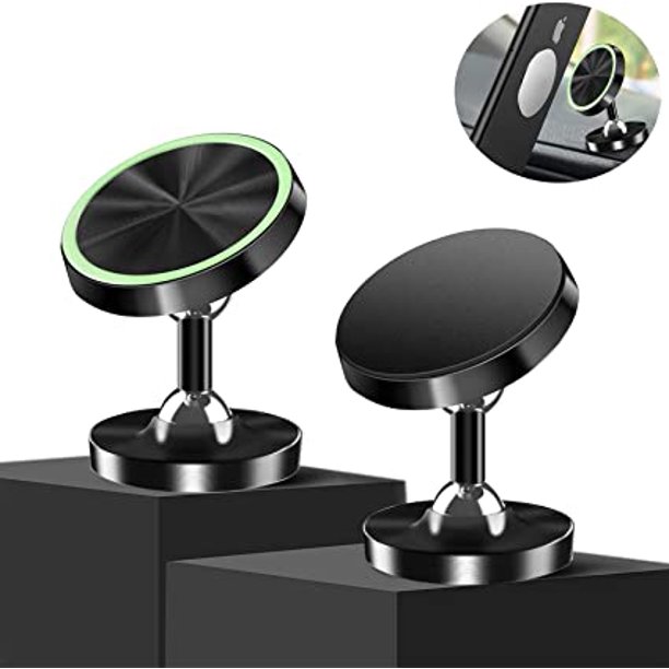 Paquete de 2 soportes magnéticos para teléfono de coche, soporte universal para coche, soporte para teléfono con rotación de 720 grados con imán fuerte para iPhone Samsung, teléfonos inteligentes Huaw