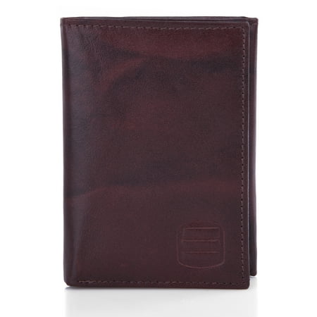 Trifold Mens Genuine Leather RFID Blocking Slimfold Travel Wallet