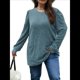 thumbnail image 3 of Camisas de Larga para Mujer Suéteres Largos con Bolsillos Tops Tipo Túnica Corte Holgado Azul L, 3 of 8