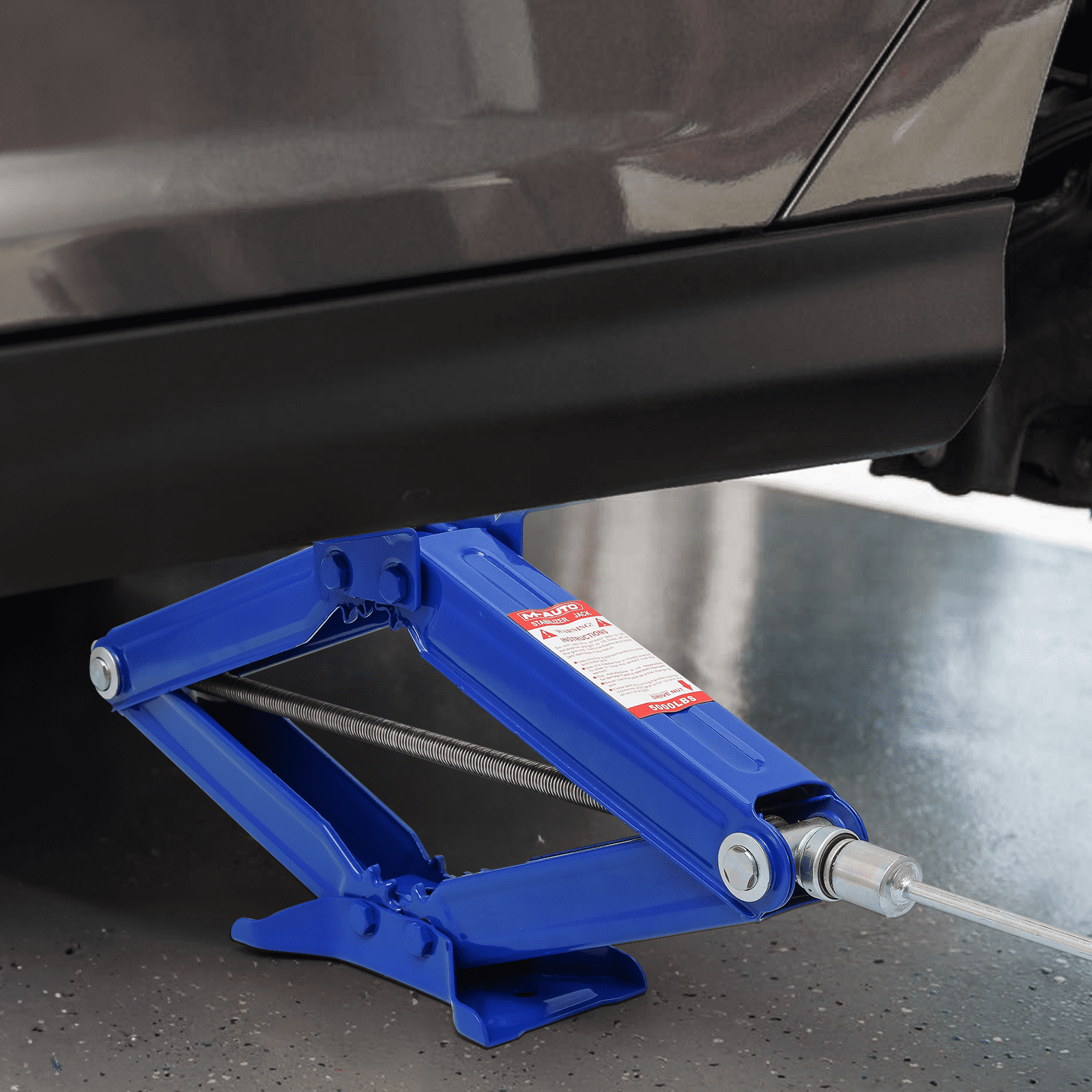 M-AUTO 2.5 Ton Scissor Jack Set of 4, 5000lbs Heavy Duty Car Jack Kit for Changing Tires Tools, Stabilizer Leveling Scissor Jacks with Handle, Blue