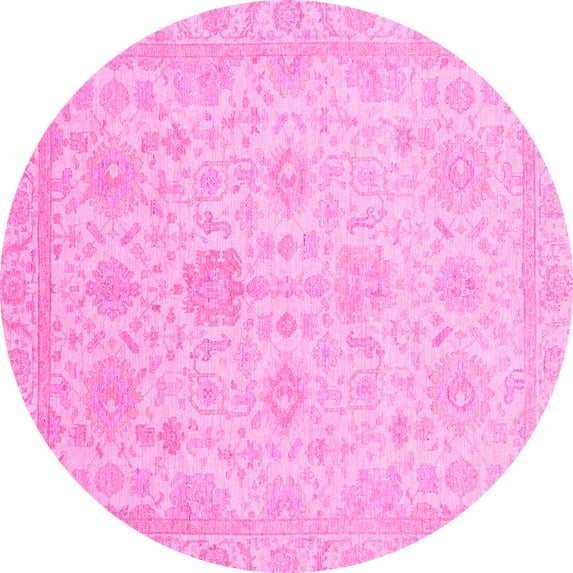 Ahgly Company Indoor Round Oriental Pink Traditional Area Rugs, 5' Round