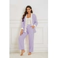 thumbnail image 3 of U2SKIIN Women's Plush Fleece Pajama Set,Soft Cozy Pajama for Women Warm Sleepwear Lounge PJS（Lavender+White, M）, 3 of 5