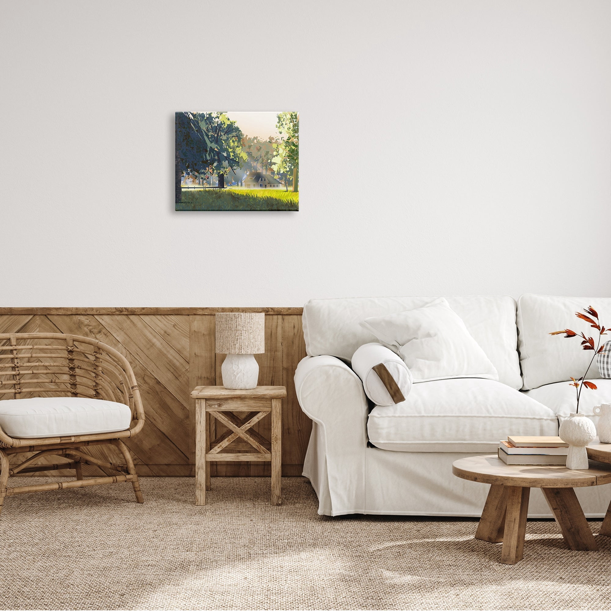 Stupell Industries Modern Cottage Home Landscape Geometric Shapes Abstract Trees, 40 x 30,Design by Ziwei Li