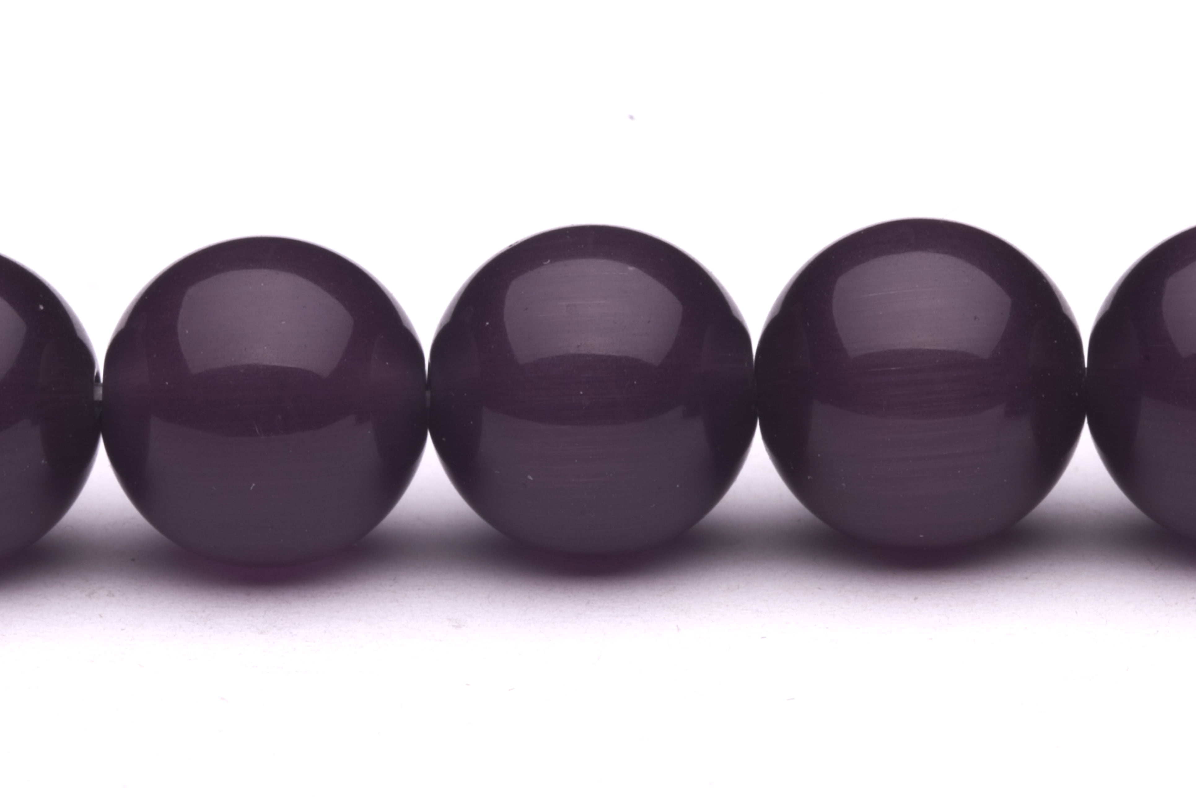 Dark Purple Cat's Eye Beads Round Fiber Optic Glass Beads 14mm