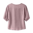 thumbnail image 4 of dgysar Womens Round Neck Shirts Short Sleeve Embroidered Pullover Tops Detailed Needlework Embroidery Design Lightweight Breathable Fabric Solid Color Short Sleeve Spring Summer Apparel Purple L, 4 of 4