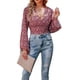 thumbnail image 5 of VISgogo, blusas cortas de manga larga para mujer, blusa con cuello en V y estampado floral/geométrico/leopardo, blusas simples elegantes informales VISgogo moda, 5 of 9
