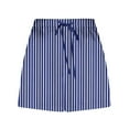 thumbnail image 4 of dazeni Women Striped Pajama Shorts Comfy Lounge Bottom with Pockets Stretch Satin Silk Sleepwear Drawstring Pj Bottoms Sleep Shorts, 4 of 4