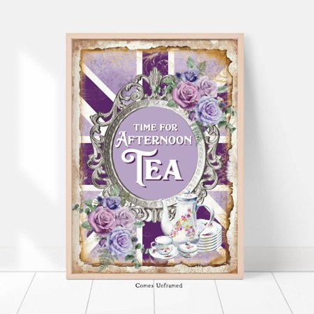 POSTER Vintage Afternoon Tea Poster Tea Party Wall Art Picture Party Union Jack Poster british cake Poster-UNFRAMED