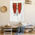 thumbnail image 2 of Drums Tapestry, Illustration of a Pair of Conga Drums on a Plain Background Cuba Culture Items, Wall Hanging for Bedroom Living Room Dorm Decor, 40W X 60L Inches, Ruby and White, by Ambesonne, 2 of 5
