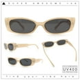 thumbnail image 2 of Womens Narrow Rectangle Subtle Cat Eye Retro Plastic Sunglasses Beige - Black, 2 of 8