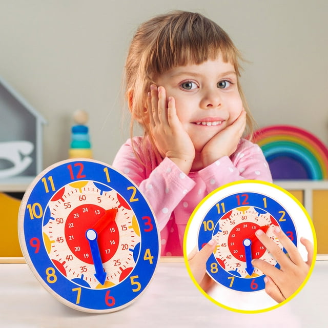 Agiferg Children's Wooden Watch Model Montessori-wood Learning Toys Digital Pre-school Learning Games